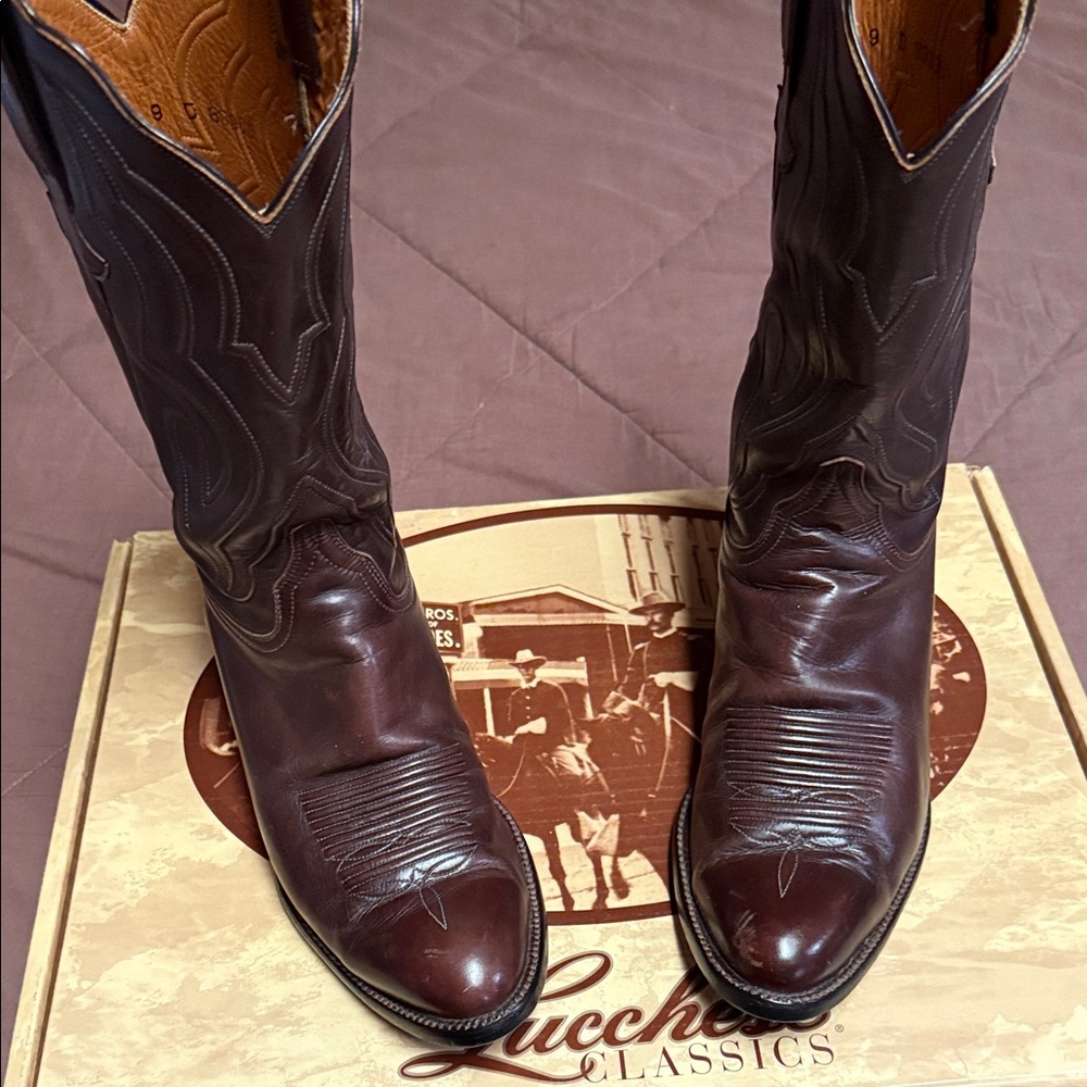 Lucchese Men's Dark Brown Cowboy Boots 9D
